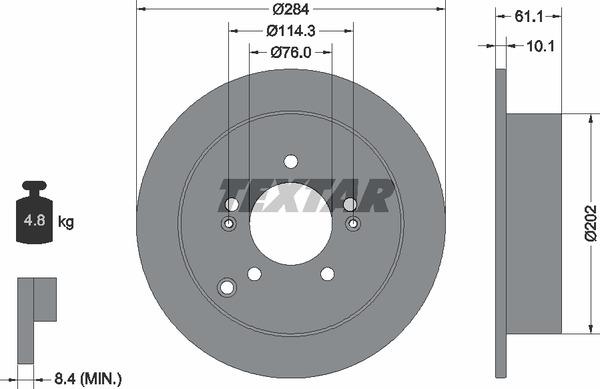 Textar 92134003 Rear brake disc, non-ventilated 92134003