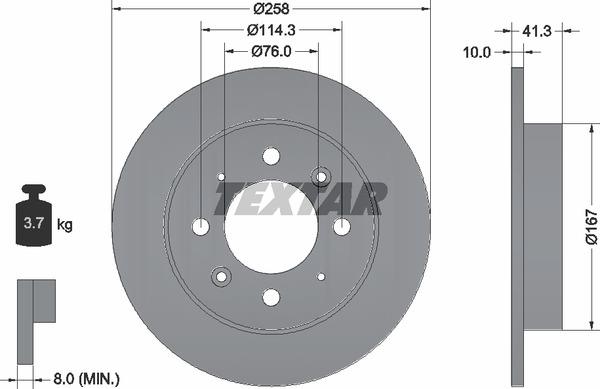 Textar 92134303 Rear brake disc, non-ventilated 92134303