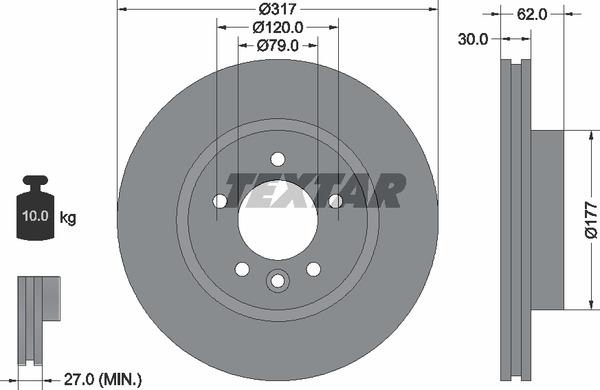 Textar 92134505 Ventilated disc brake, 1 pcs. 92134505
