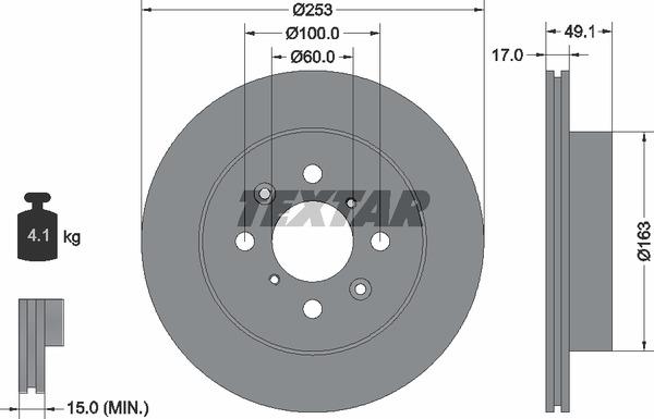Textar 98200135301 Brake disc 98200135301 98200135301 Textar Brake disc
