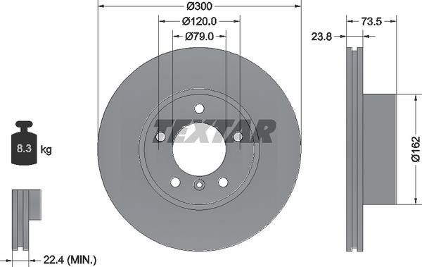 Textar 92137705 Ventilated disc brake, 1 pcs. 92137705