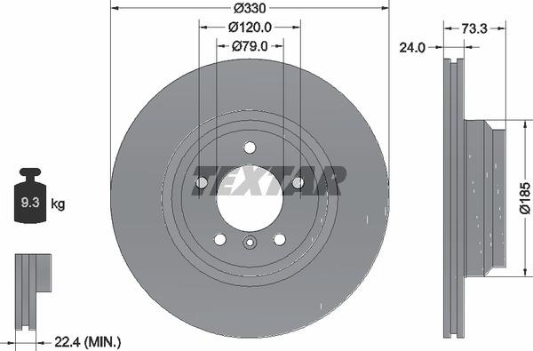 Textar 92137805 Ventilated disc brake, 1 pcs. 92137805