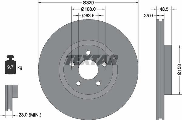 Textar 92149105 Ventilated disc brake, 1 pcs. 92149105