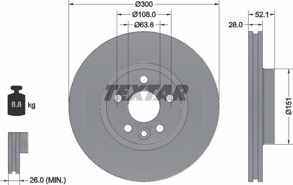 Textar 92159205 Ventilated disc brake, 1 pcs. 92159205