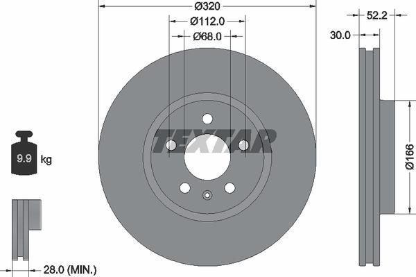 Textar 92160005 Ventilated disc brake, 1 pcs. 92160005