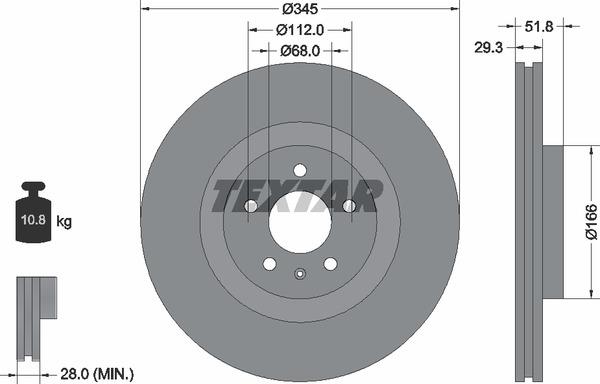 Textar 92160205 Ventilated disc brake, 1 pcs. 92160205