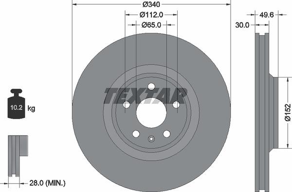 Textar 92160505 Ventilated disc brake, 1 pcs. 92160505