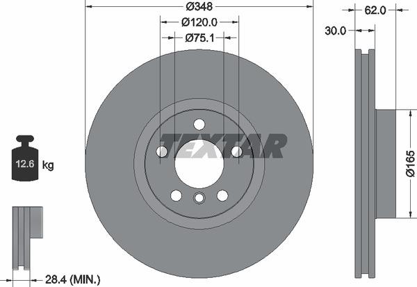 Textar 92160905 Ventilated disc brake, 1 pcs. 92160905