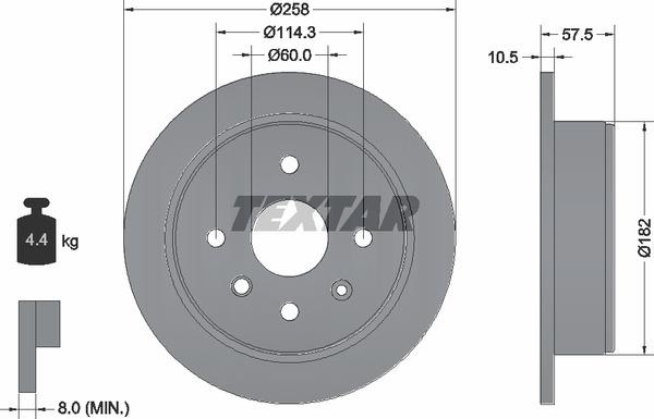 Textar 92163003 Rear brake disc, non-ventilated 92163003