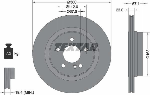 Textar 92163605 Ventilated disc brake, 1 pcs. 92163605