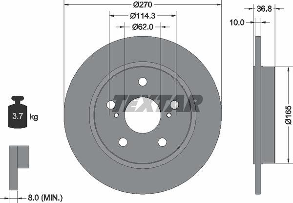 Textar 98200164001 Brake disc 98200164001 98200164001 Textar Brake disc