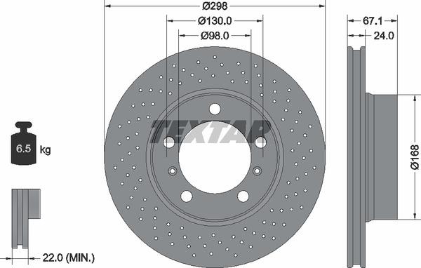 Textar 92165205 Ventilated disc brake, 1 pcs. 92165205