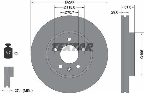 Textar 98200165401 Brake disc 98200165401 98200165401 Textar Brake disc