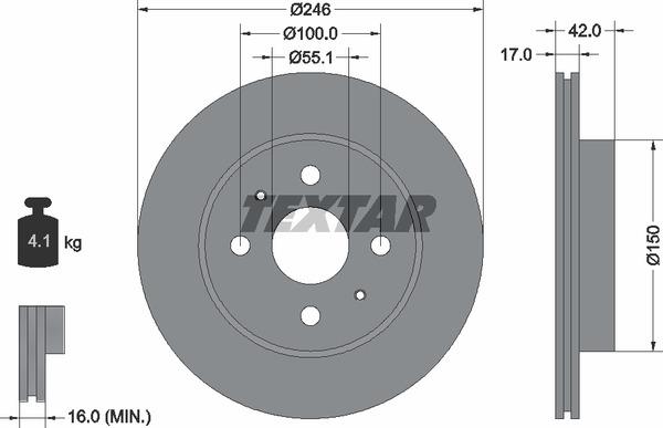 Textar 92165603 Front vented brake disc 92165603 92165603 Textar Front vented brake disc