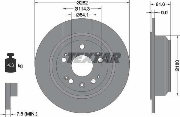 Textar 98200 1658 0 1 Brake disc 98200165801 98200165801 Textar Brake disc