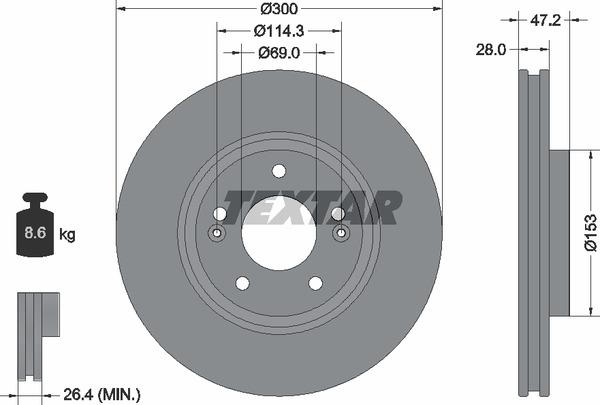 Textar 92166503 Ventilated disc brake, 1 pcs. 92166503