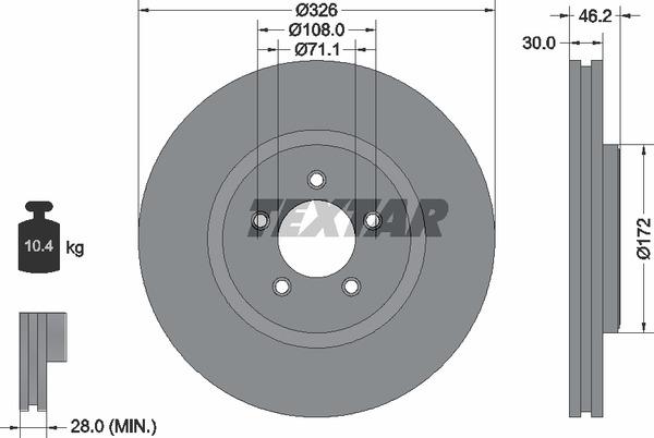 Textar 92173505 Ventilated disc brake, 1 pcs. 92173505