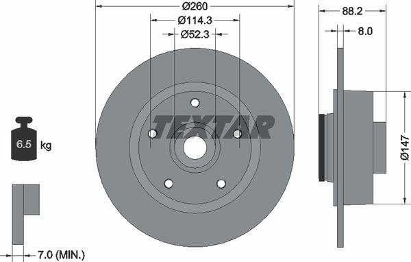 Textar 92195903 Rear brake disc, non-ventilated 92195903