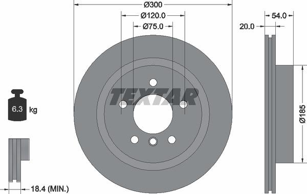 Textar 92196605 Rear vented brake disc 92196605 92196605 Textar Rear vented brake disc