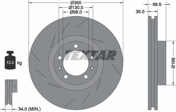 Textar 92214005 Ventilated disc brake, 1 pcs. 92214005