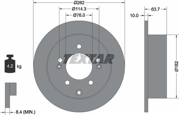 Textar 92226003 Rear brake disc, non-ventilated 92226003