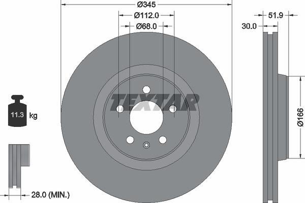 Textar 92229205 Ventilated disc brake, 1 pcs. 92229205