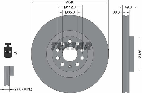 Textar 92229805 Ventilated disc brake, 1 pcs. 92229805