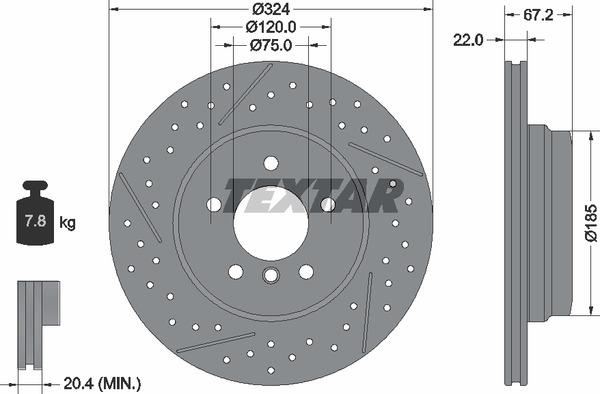 Textar 92231203 Ventilated disc brake, 1 pcs. 92231203