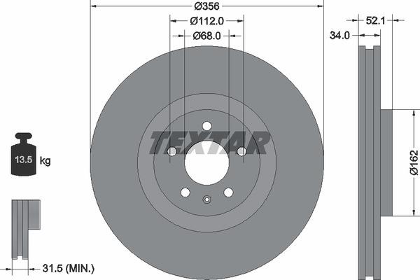 Textar 92238205 Ventilated disc brake, 1 pcs. 92238205