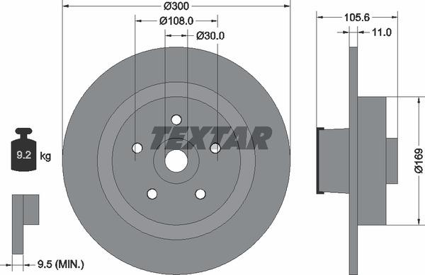 Textar 92252903 Unventilated brake disc 92252903