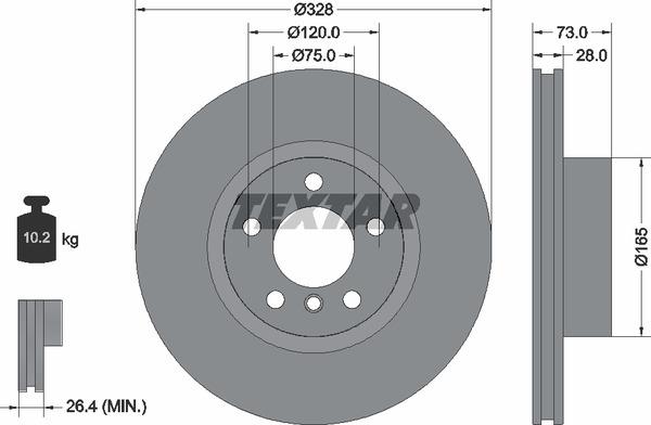 Textar 92257105 Ventilated disc brake, 1 pcs. 92257105
