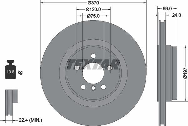 Textar 92270003 Ventilated disc brake, 1 pcs. 92270003