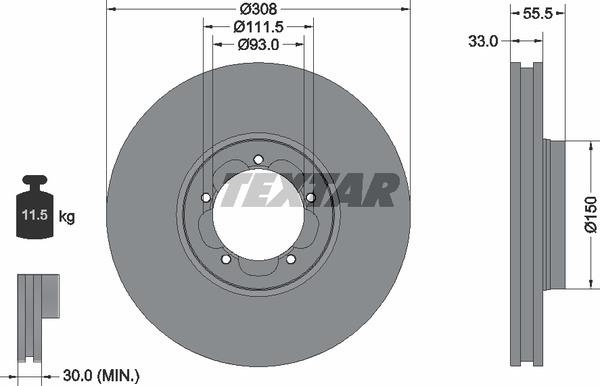 Textar 92273003 Ventilated disc brake, 1 pcs. 92273003