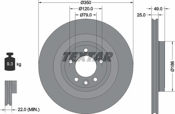 Textar 92278403 Ventilated disc brake, 1 pcs. 92278403