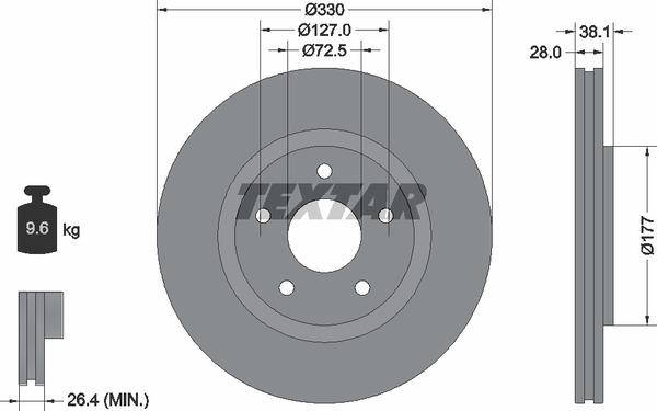 Textar 92278903 Ventilated disc brake, 1 pcs. 92278903
