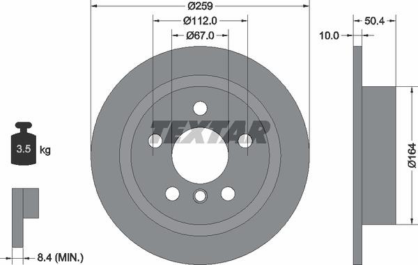 Textar 92279303 Rear brake disc, non-ventilated 92279303