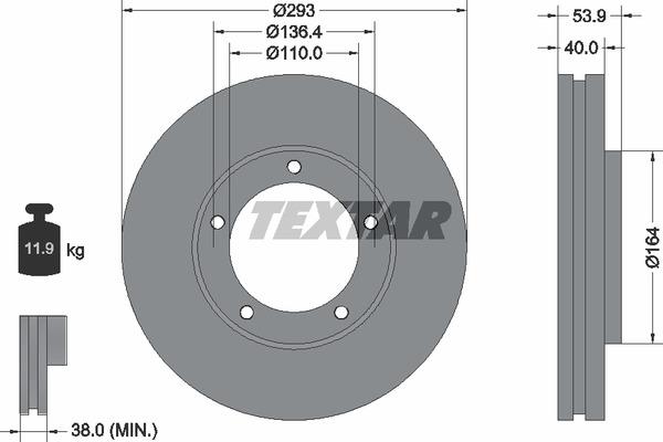 Textar 92281703 Ventilated disc brake, 1 pcs. 92281703