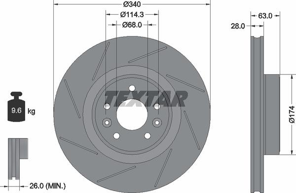 Textar 92282205 Ventilated disc brake, 1 pcs. 92282205