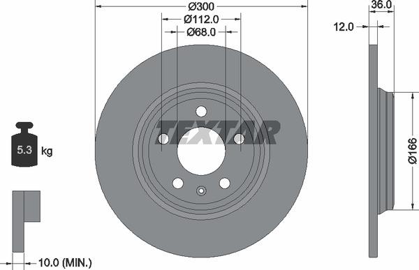 Textar 92282803 Rear brake disc, non-ventilated 92282803