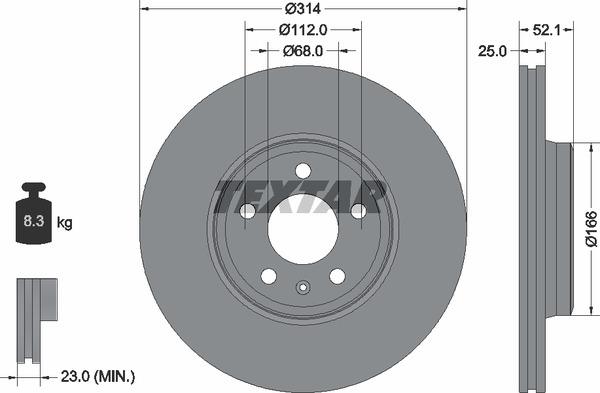 Textar 92282905 Ventilated disc brake, 1 pcs. 92282905