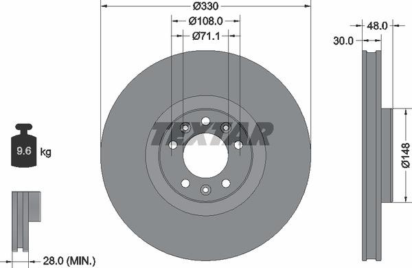 Textar 92283403 Ventilated disc brake, 1 pcs. 92283403