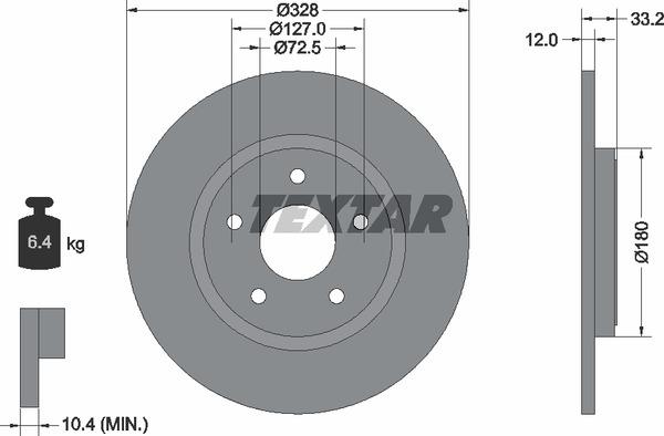 Textar 92286003 Rear brake disc, non-ventilated 92286003