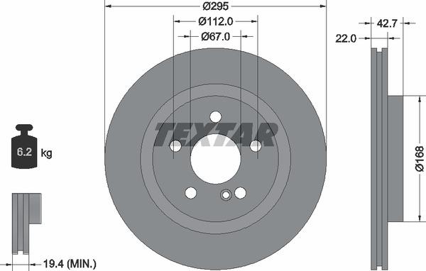 Textar 92286903 Ventilated disc brake, 1 pcs. 92286903