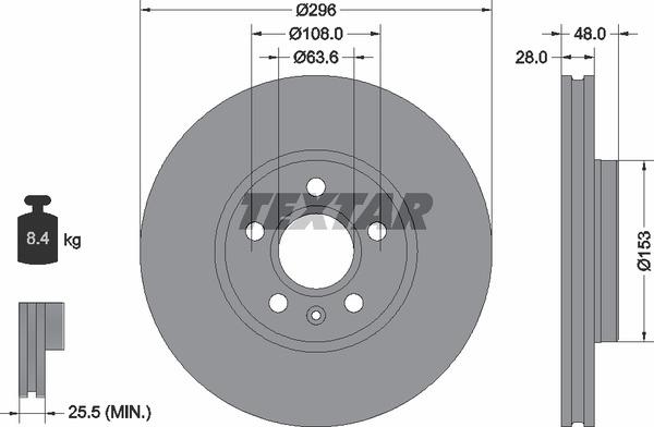 Textar 92287505 Ventilated disc brake, 1 pcs. 92287505