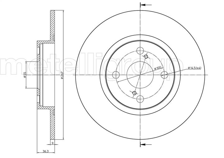 Metelli 23-0969 Rear brake disc, non-ventilated 230969