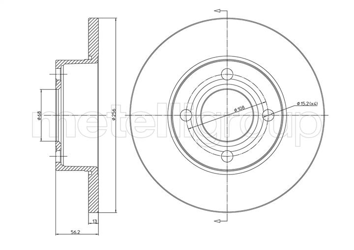 Metelli 23-0233 Unventilated front brake disc 230233