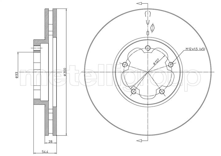 Metelli 23-1494 Front brake disc ventilated 231494