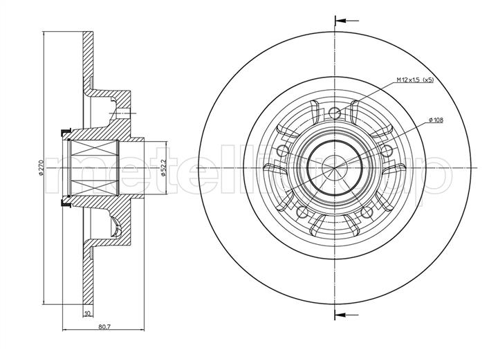 Cifam 800-1484 Rear brake disc, non-ventilated 8001484