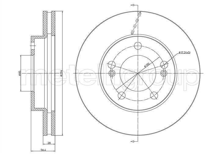 Cifam 800-1645C Front brake disc ventilated 8001645C