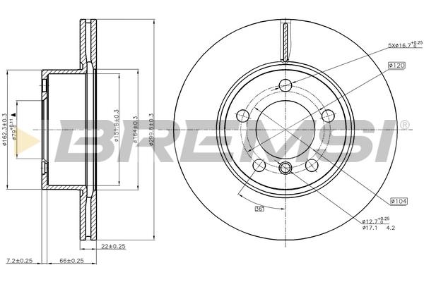 Bremsi DBC195V Brake disk DBC195V